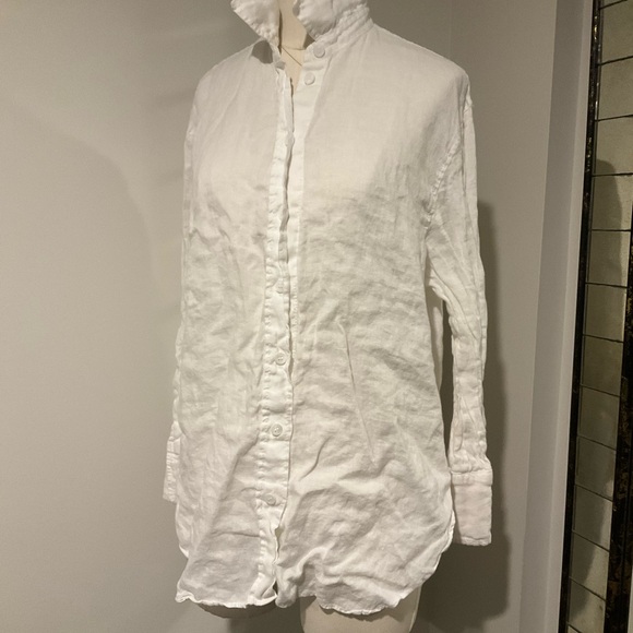 Zara 100% Linen White Button Down Shirt - Picture 2 of 5